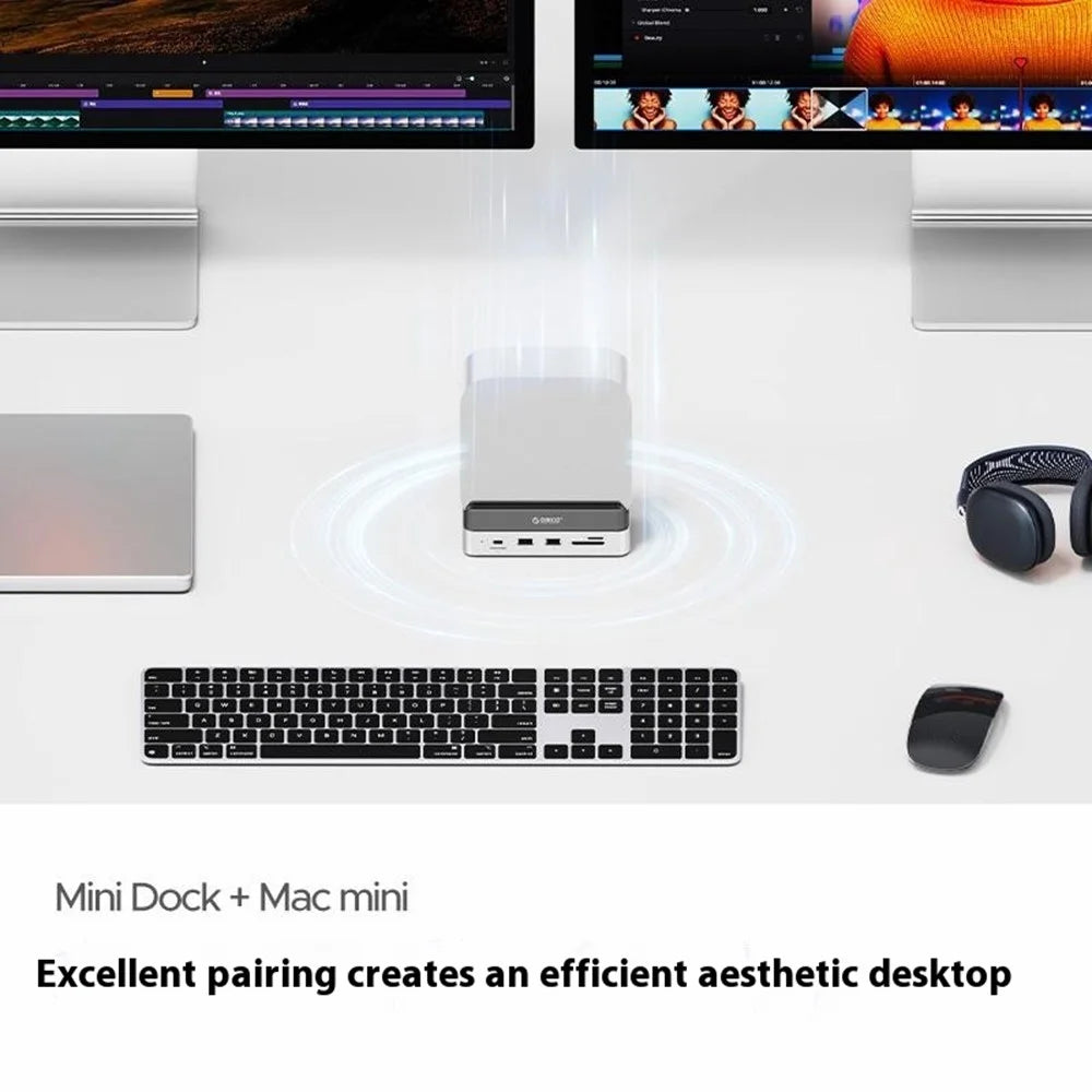 ORICO VS10 For Mac mini M4 Expansion Dock Converter M.2 SSD Enclosure Desktop Storage Base, 1TB Capacity - 4