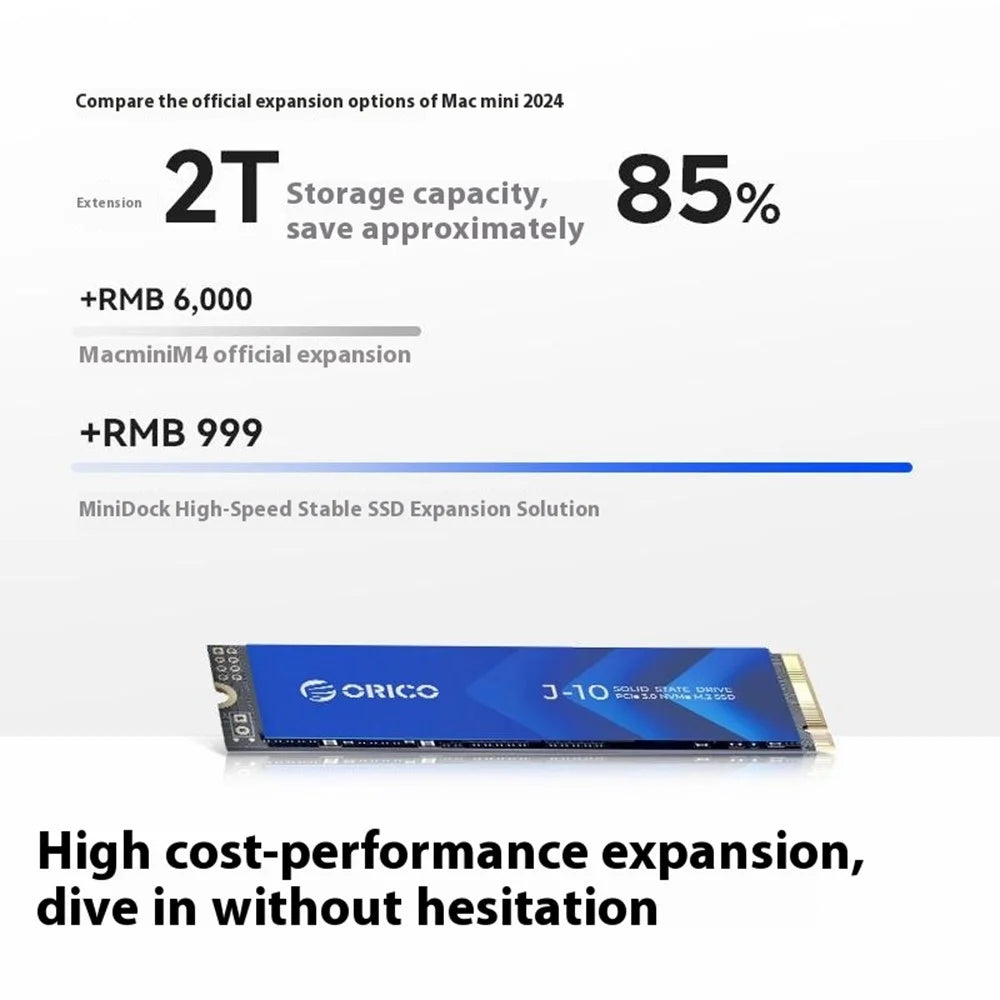 ORICO VS10 For Mac mini M4 Expansion Dock Converter M.2 SSD Enclosure Desktop Storage Base, 2TB Capacity - 7