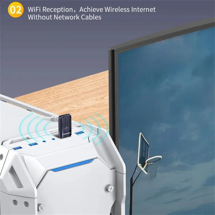 COMFAST CF-943AX 2.4 / 5Ghz Dual Band Bluetooth-compatible 5.3 WiFi6 Adapter Wireless Network External USB Receiver - 6