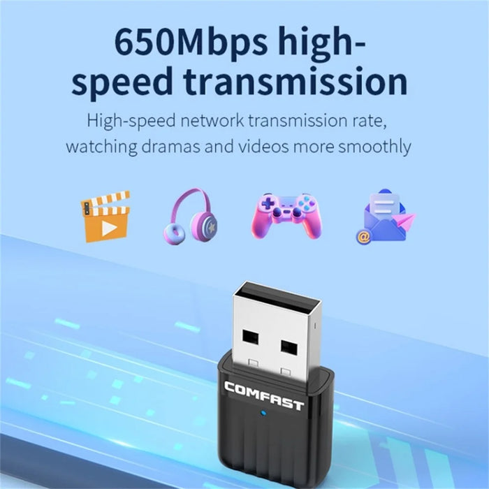 COMFAST CF-811ACV3 For Desktop PC Dual Band 650Mbps WiFi Adapter USB Wireless Network Receiver - 4