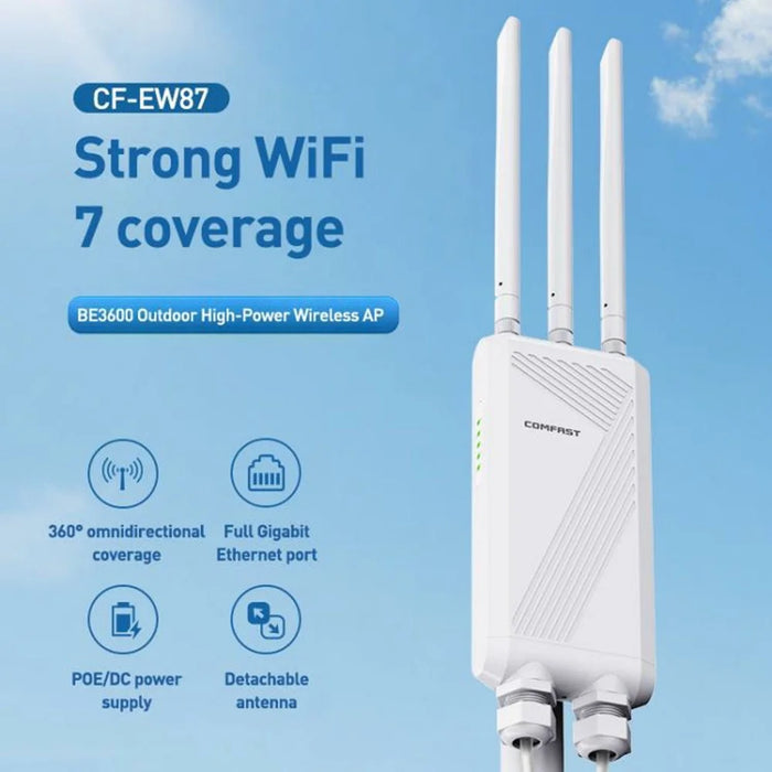 COMFAST CF-EW87 3600Mbps Dual Band Waterproof Outdoor Wireless AP High Power WiFi7 Router - 2