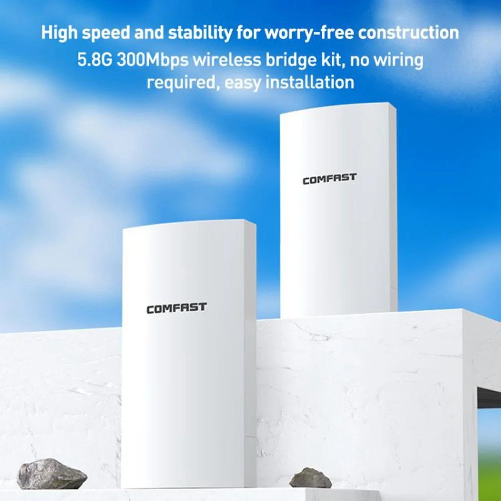 COMFAST CF-E113A V2 2Pcs 5.8GHz 300Mbps 11dBi Monitoring Bridge WiFi Router AP Repeater with PoE Power Supply Set - 2