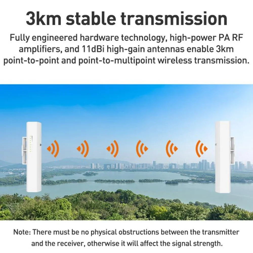 COMFAST CF-E113A V2 2Pcs 5.8GHz 300Mbps 11dBi Monitoring Bridge WiFi Router AP Repeater with PoE Power Supply Set - 6