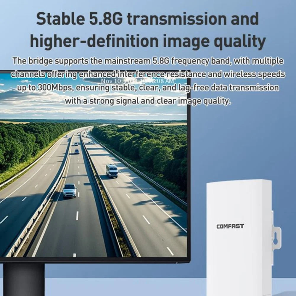 COMFAST CF-E113A V2 2Pcs 5.8GHz 300Mbps 11dBi Monitoring Bridge WiFi Router AP Repeater with PoE Power Supply Set - 7