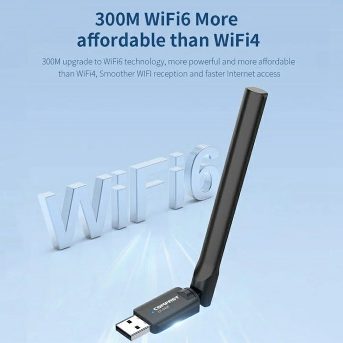COMFAST CF-940F 300Mbps WiFi6 USB WiFi Adapter 2.4GHz Wireless Network Card with High Gain Antena - 3