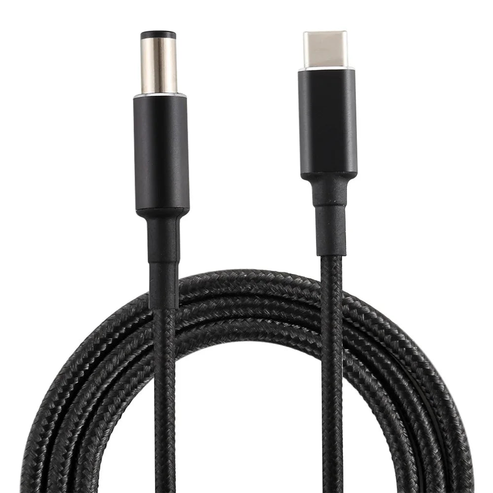 1.8m DC Power Plug PD 100W 7.4 x 0.6mm Male to Type-C Male Cable Nylon Braid for HP Notebook, ect. - 1