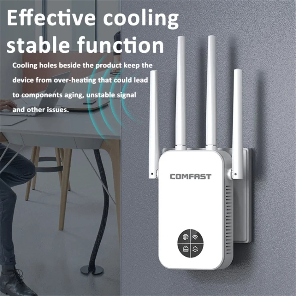 COMFAST CF-WR762AC 1200Mbps Wireless Signal Booster with OLED Display Screen Dual Band WiFi Repeater - 5