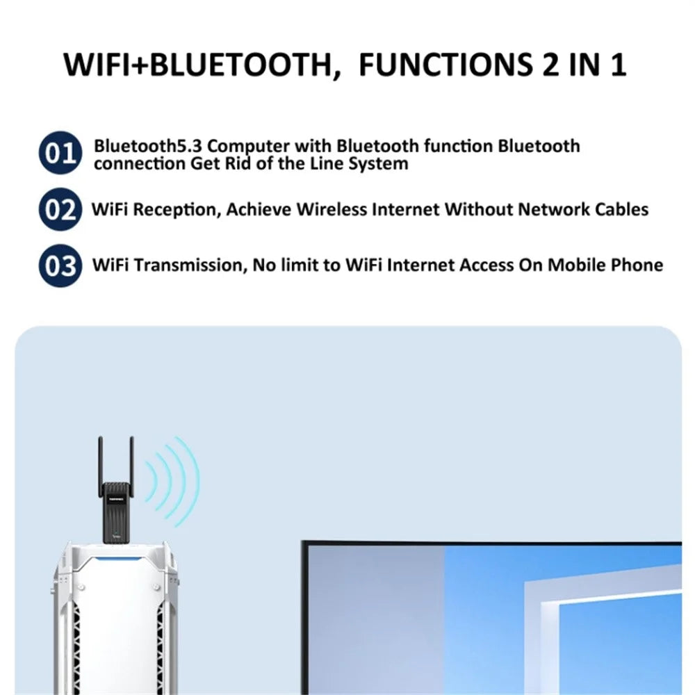 COMFAST CF-943F 900Mbps WiFi6 Bluetooth-compatible Network Card 2.4G / 5G Dual Band USB Wireless Adapter - 5