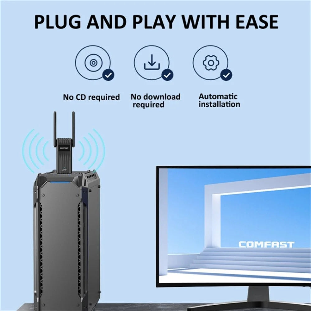 COMFAST CF-943F 900Mbps WiFi6 Bluetooth-compatible Network Card 2.4G / 5G Dual Band USB Wireless Adapter - 6