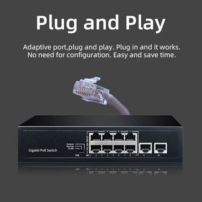 COMFAST CF-SG181P 10 Ports Gigabit Ethernet POE Switch 20Gbps Backplane Bandwidth Network Splitter - 2