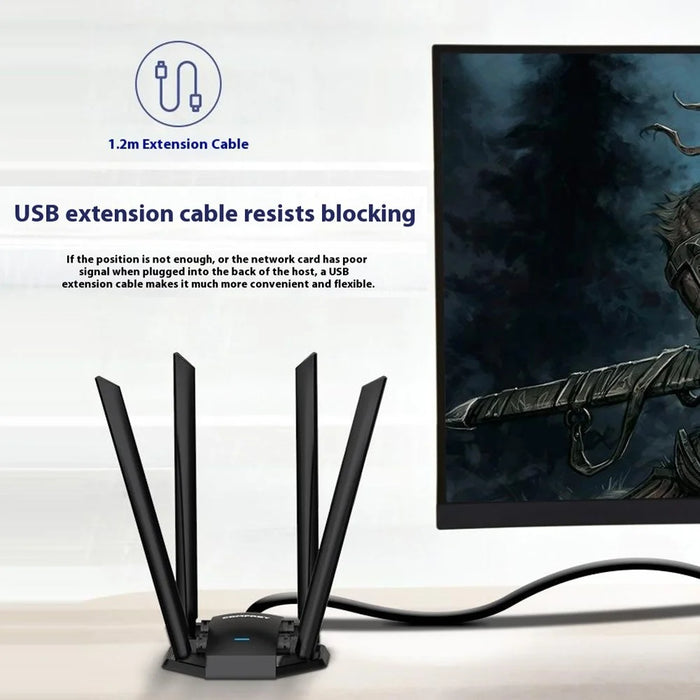 COMFAST CF-WU785AC 1300Mbps Dual Band WiFi Router USB Network Adapter with 4 Antennas - 6