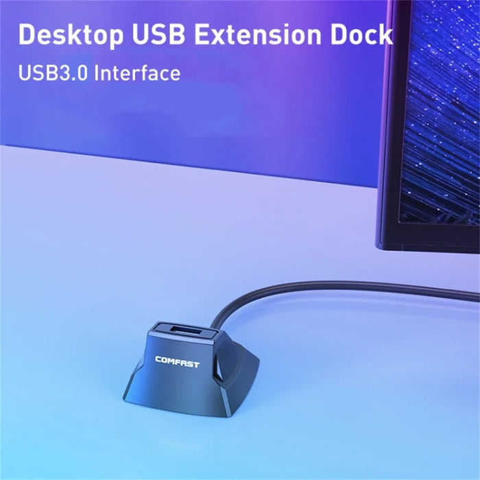 COMFAST CF-U318 1.2m High Speed USB 3.0 Extension Cable with Desktop Base for Network Card / U Disk / Mouse - 5