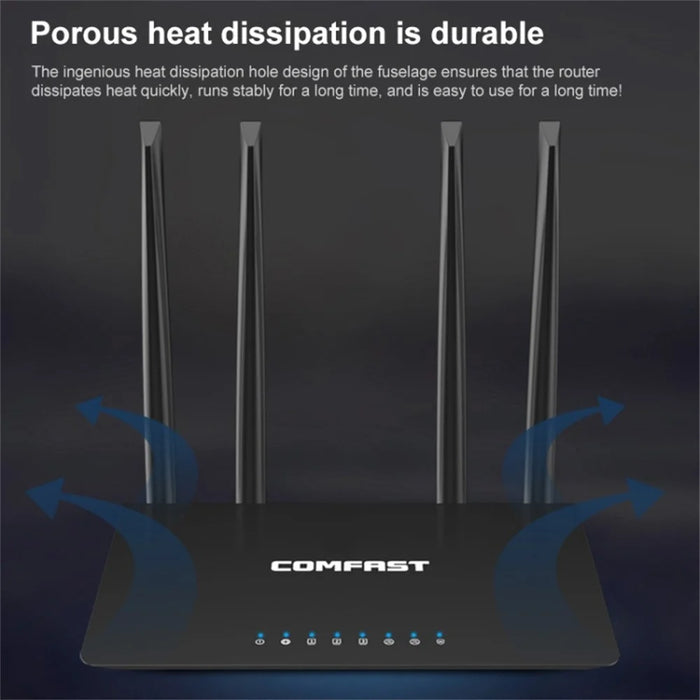 COMFAST WR619AC V2 1200Mbps Dual Band Wireless Router WiFi Repeater with 4 High Gain Antennas - 5