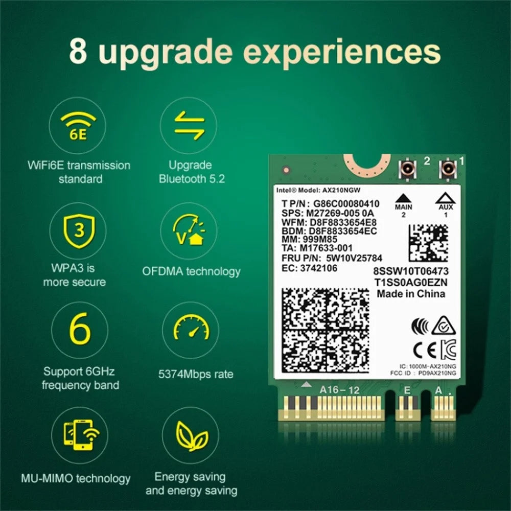 COMFAST CF-AX210vPro-M WiFi 6 Module Gigabit 5G Tri-Band 5374Mbps Wireless Network Card for Desktop Computers - 7