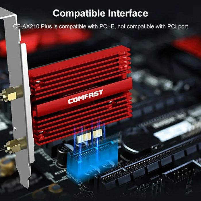 COMFAST CF-AX210Plus Wireless Network Card 5374M Tri-Band Gigabit PCIe WiFi 6E Adapter - 7