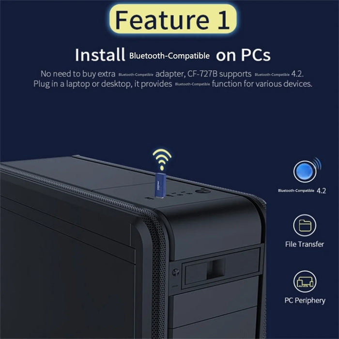 COMFAST CF-727B 1300Mbps Dual Band Gigabit USB Desktop Transmitter Receiver Bluetooth-compatible + WiFi Wireless Network Card - 6