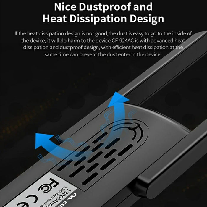 COMFAST CF-924AC V2 1300Mbps High Speed Dual Band Wireless Network Card USB 3.0 WiFi Adapter - 7