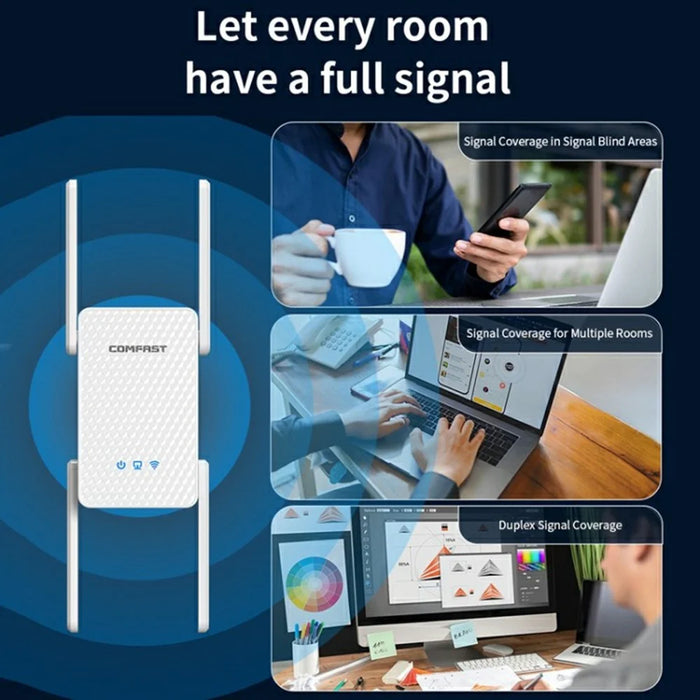 COMFAST CF-XR186 WiFi Range Extender Dual Band 5G Gigabit 3000M Wireless Repeater  /  Booster with 4 Antennas - 3