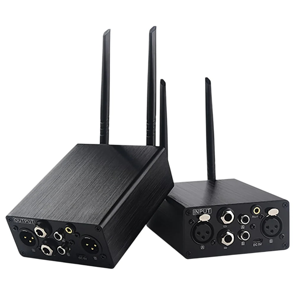AU680A Wireless Audio Transmitter Receiver Set XLR Connector Low Latency Long Range 100M  /  328ft - US Plug - 1