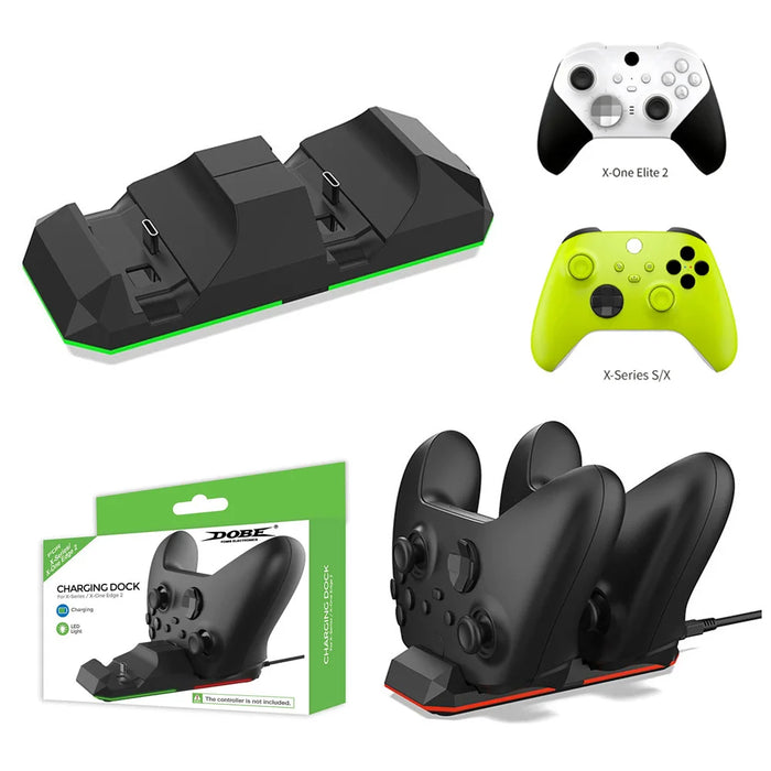 DOBE TYX-695A Charging Station for Xbox Series X/S / Xbox One Elite 2 Controller Dual Charger Dock with 2 Batteries - Black - 2