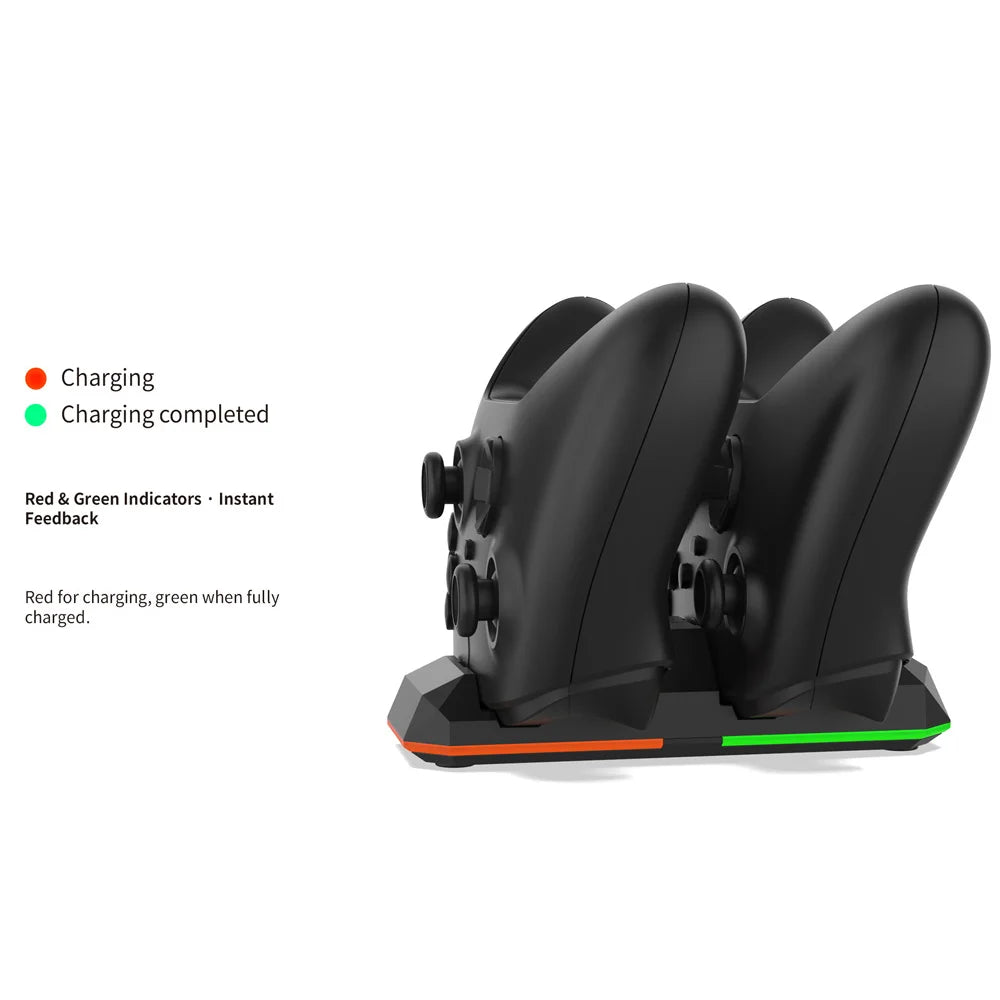 DOBE TYX-695A Charging Station for Xbox Series X/S / Xbox One Elite 2 Controller Dual Charger Dock with 2 Batteries - Black - 3