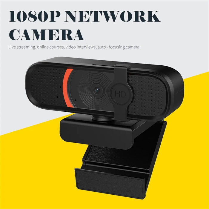 L58 1080P HD USB Webcam for Computer Built-in Microphone Autofocus Camera with Privacy Cover - Black  /  Orange - 2