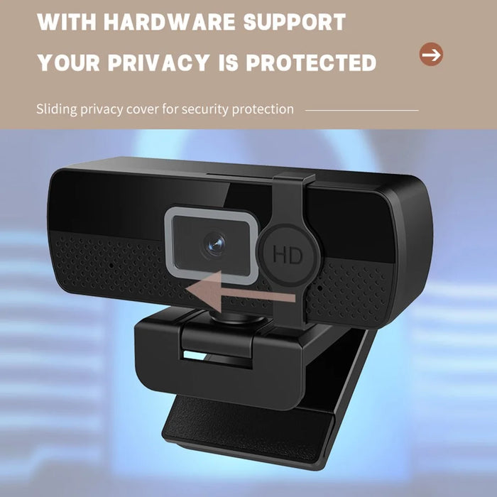 L57 Computer USB Webcam with Privacy Cover 4K HD Auto Focus Camera for Conference Live Streaming - Black - 4