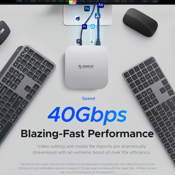 ORICO M4PRO MiniMate 2TB Desktop Hard Drive External SSD 40Gbps Read Write Speed for Windows  /  Linux  /  Mac  /  HarmonyOS - White  /  UK Plug - 4