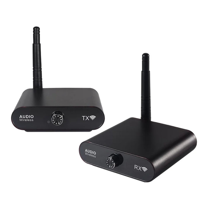 MEASY AU2410 100m Range Wireless Audio Transmitter Dual-End Volume Control Receiver Set (1 Transmitter + 1 Receiver ) 1 to 8 Multi-Device - 1