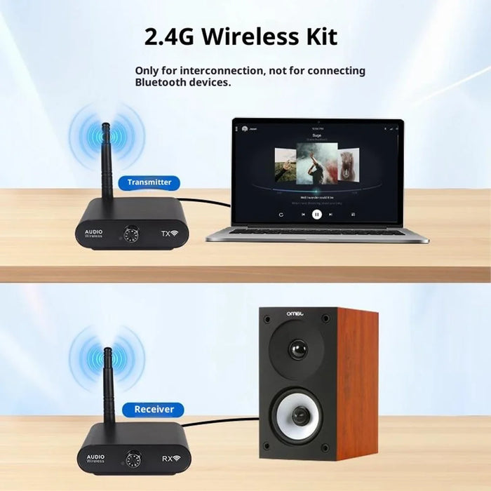 MEASY AU2410 100m Range Wireless Audio Transmitter Dual-End Volume Control Receiver Set (1 Transmitter + 1 Receiver ) 1 to 8 Multi-Device - 4