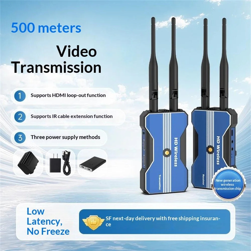 GT-HDWL500D 500m 1080P HD Wireless Transmitter and Receiver Set for Photography Live Streaming, with 2 Batteries + Charger - 2