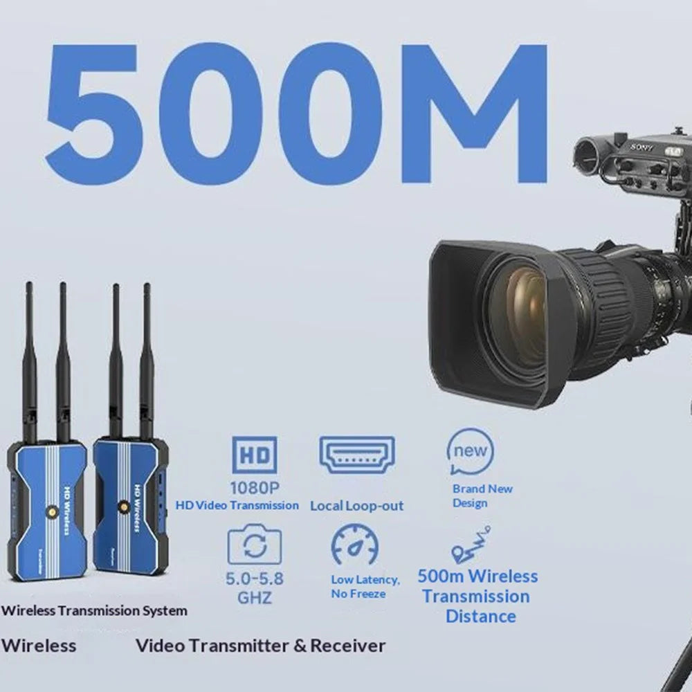 GT-HDWL500D 500m 1080P HD Wireless Transmitter and Receiver Set for Photography Live Streaming, with 2 Batteries + Charger - 4