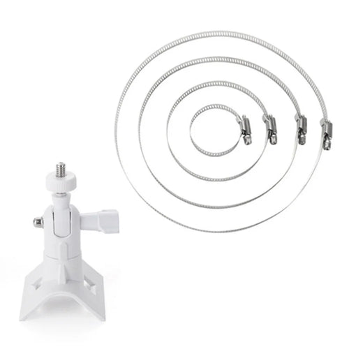 For CCTV Camera 360 Degree Rotatable Pole Mount Bracket with 1/4 Inch Universal Screw Hole Security Camera Clamp Stand - White - 1