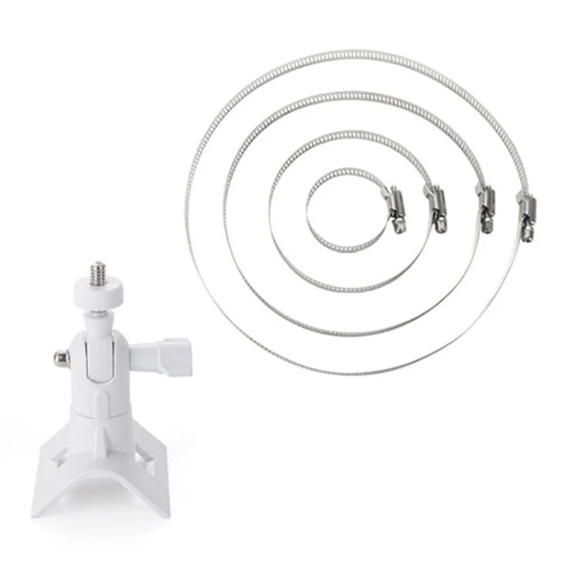 For CCTV Camera 360 Degree Rotatable Pole Mount Bracket with 1/4 Inch Universal Screw Hole Security Camera Clamp Stand - White - 1