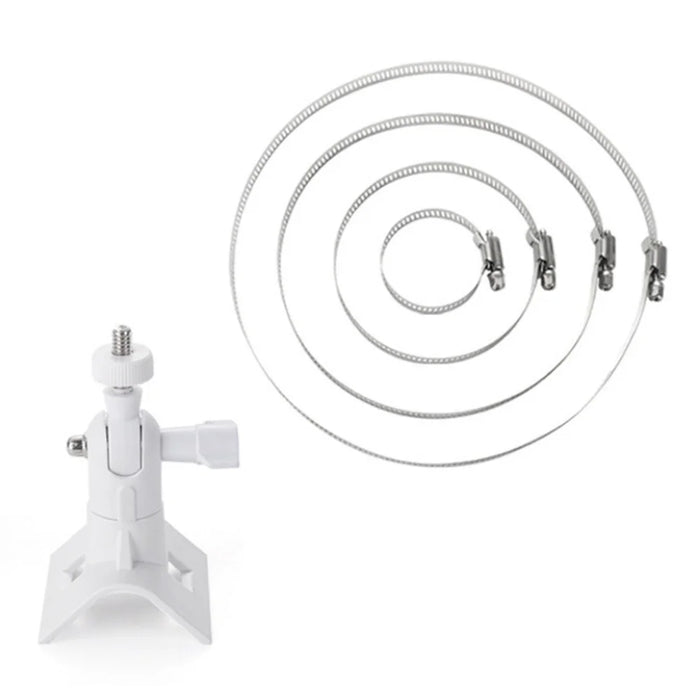 For CCTV Camera 360 Degree Rotatable Pole Mount Bracket with 1/4 Inch Universal Screw Hole Security Camera Clamp Stand - White - 1