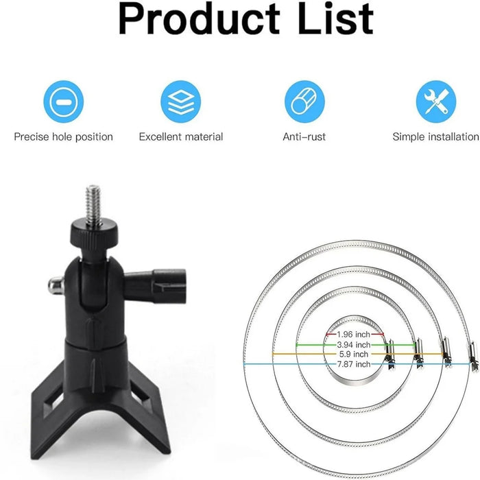 For CCTV Camera 360 Degree Rotatable Pole Mount Bracket with 1/4 Inch Universal Screw Hole Security Camera Clamp Stand - White - 3