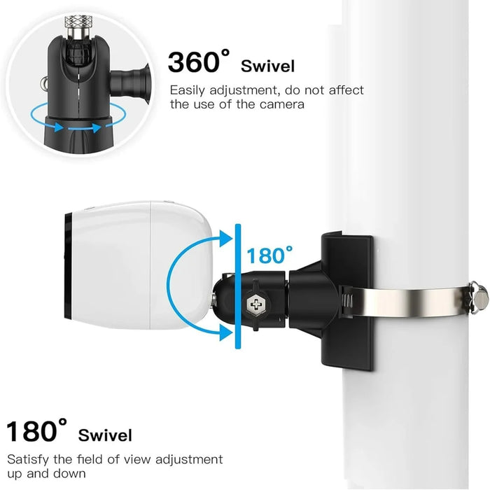 For CCTV Camera 360 Degree Rotatable Pole Mount Bracket with 1/4 Inch Universal Screw Hole Security Camera Clamp Stand - White - 4