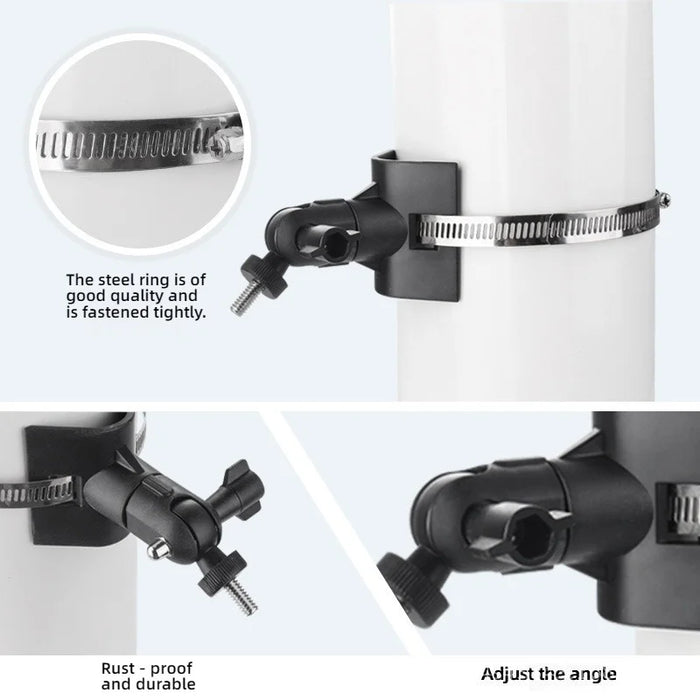 For CCTV Camera 360 Degree Rotatable Pole Mount Bracket with 1/4 Inch Universal Screw Hole Security Camera Clamp Stand - White - 7