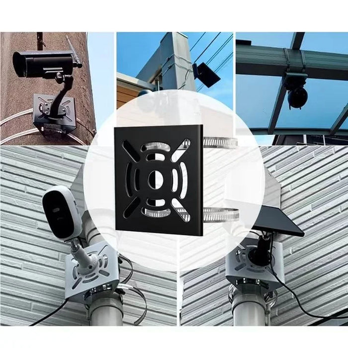 Security Camera Holder Pole Clamp Bracket 360 Degree Adjustable Steel Mounting Stand - Black - 2