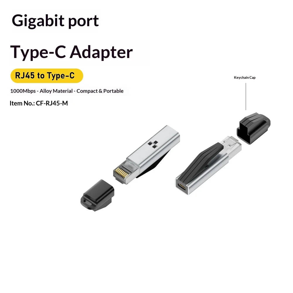 CF-RJ45-M RJ45 to Type-C Ethernet Adapter 1000Mbps High Speed Gigabit Network Converter - Type-C Female To RJ45 - 2