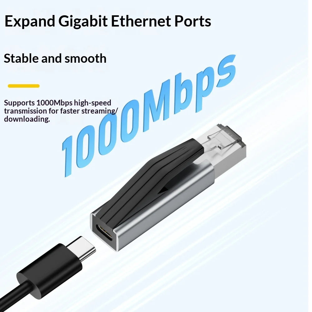CF-RJ45-M RJ45 to Type-C Ethernet Adapter 1000Mbps High Speed Gigabit Network Converter - Type-C Female To RJ45 - 4
