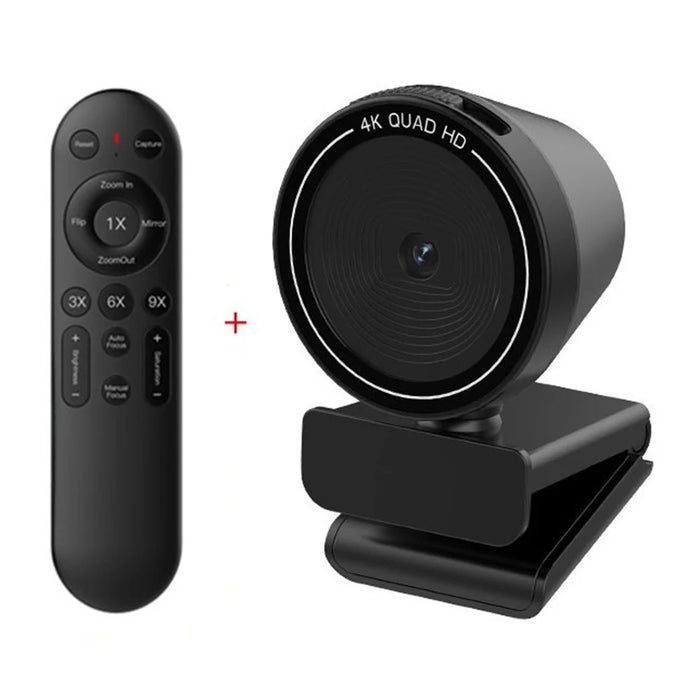 L5311 4K Ultra HD Computer Webcam with Remote Control Type-C Interface Auto Focus Camera with Rotating Base - Black - 1