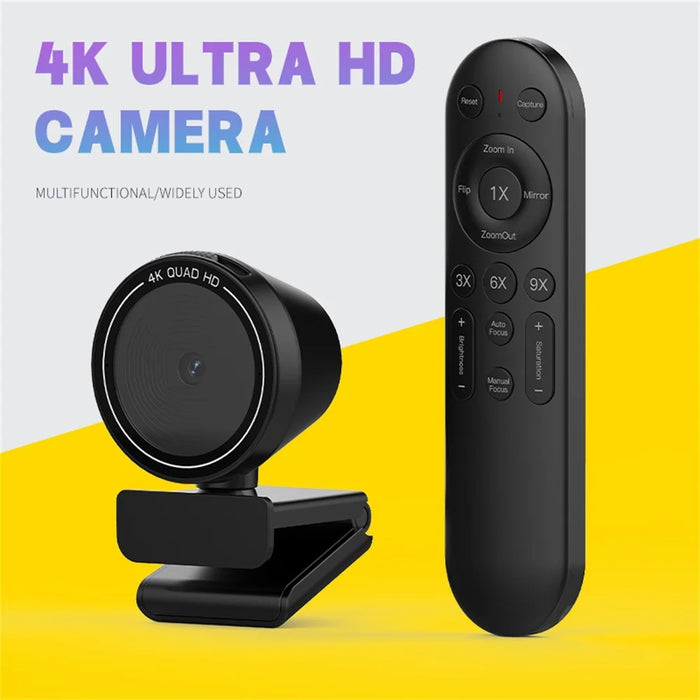 L5311 4K Ultra HD Computer Webcam with Remote Control Type-C Interface Auto Focus Camera with Rotating Base - Black - 2
