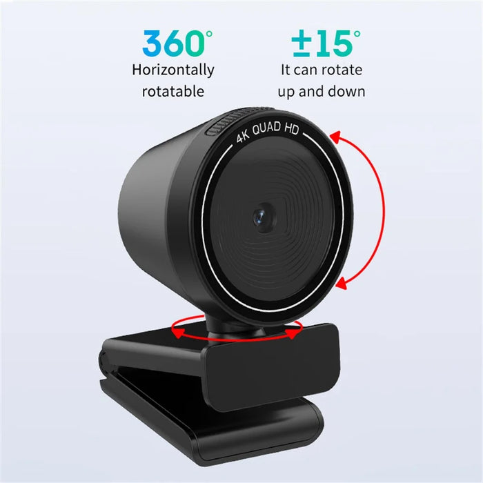 L5311 4K Ultra HD Computer Webcam with Remote Control Type-C Interface Auto Focus Camera with Rotating Base - Black - 4