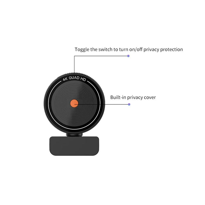 L5311 4K Ultra HD Computer Webcam with Remote Control Type-C Interface Auto Focus Camera with Rotating Base - Black - 5