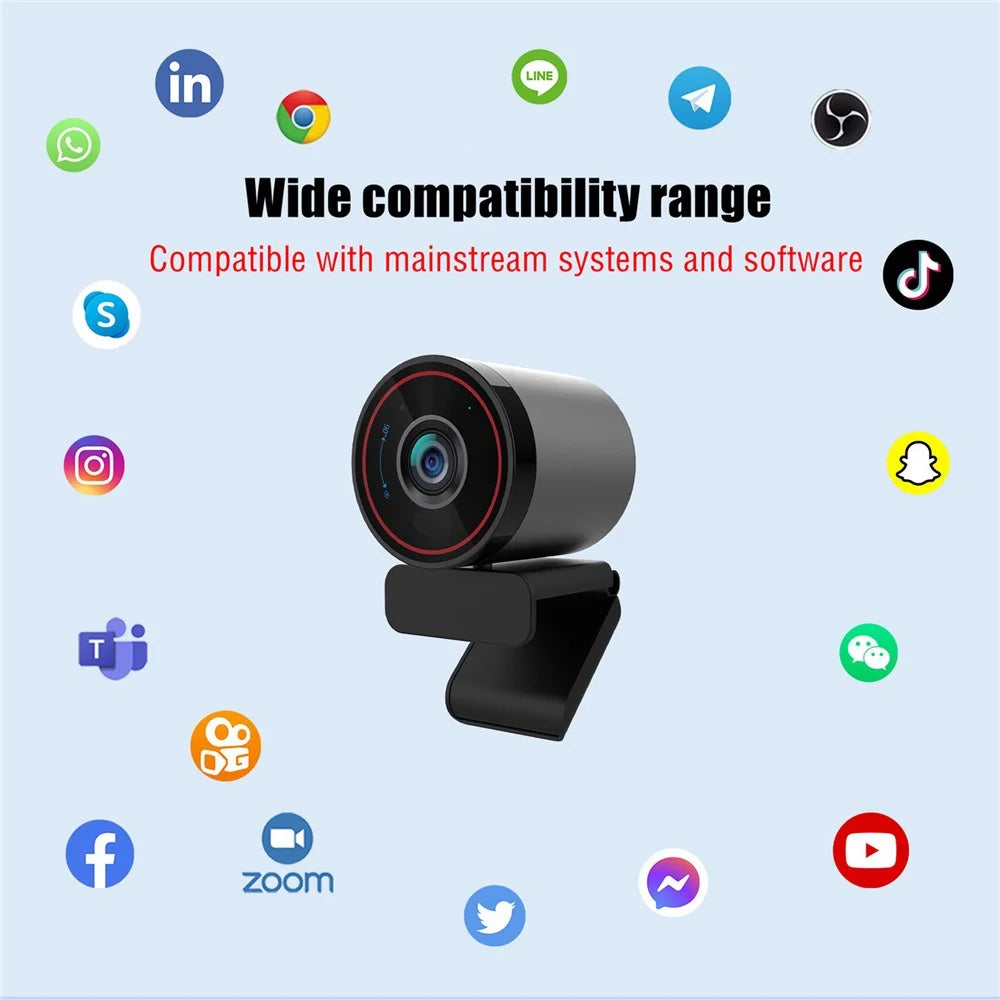 L52 4K Ultra HD Webcam Autofocus 3X Zoom Computer Webcam for Video Conference - Black - 5
