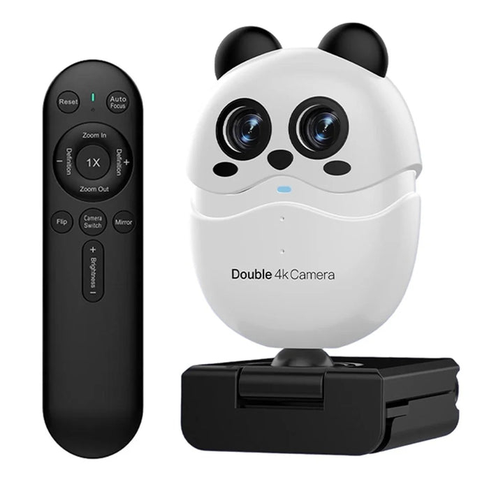 L59D 4K HD Dual Lens Camera Auto Focus Computer Webcam with Remote Control for Video Calls - White - 1