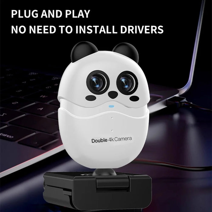 L59D 4K HD Dual Lens Camera Auto Focus Computer Webcam with Remote Control for Video Calls - White - 2