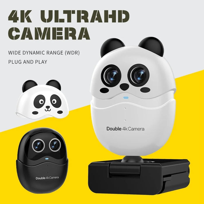 L59D 4K HD Dual Lens Camera Auto Focus Computer Webcam with Remote Control for Video Calls - White - 5