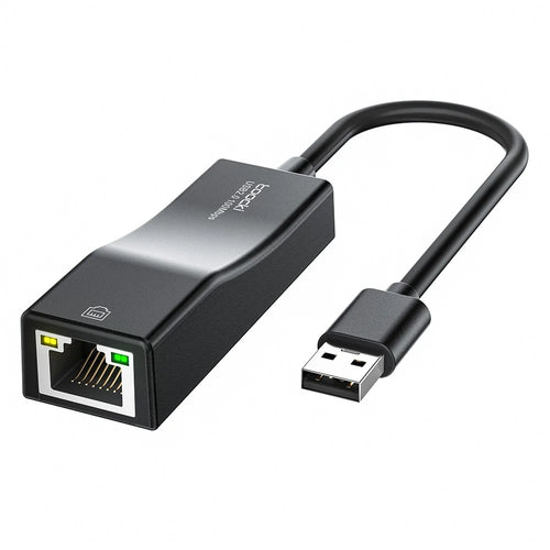 TOOCKI Type-C USB 2.0 Ethernet Adapter 100Mbps Driver Free LED Ethernet Converter for Laptop Switch - Black  / USB - 1